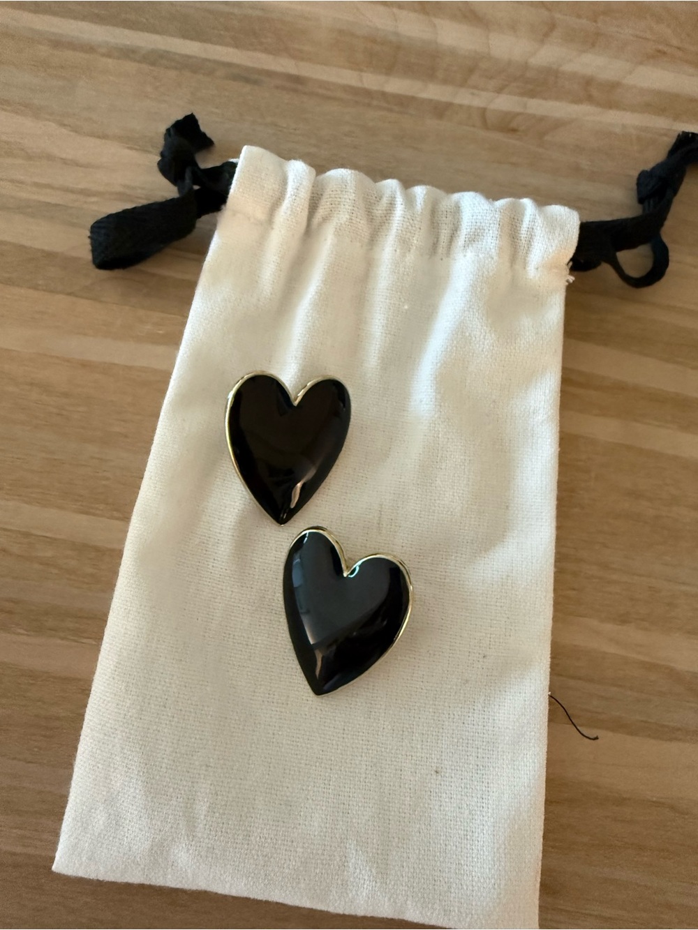 Bauble bar black puffy heart earrings